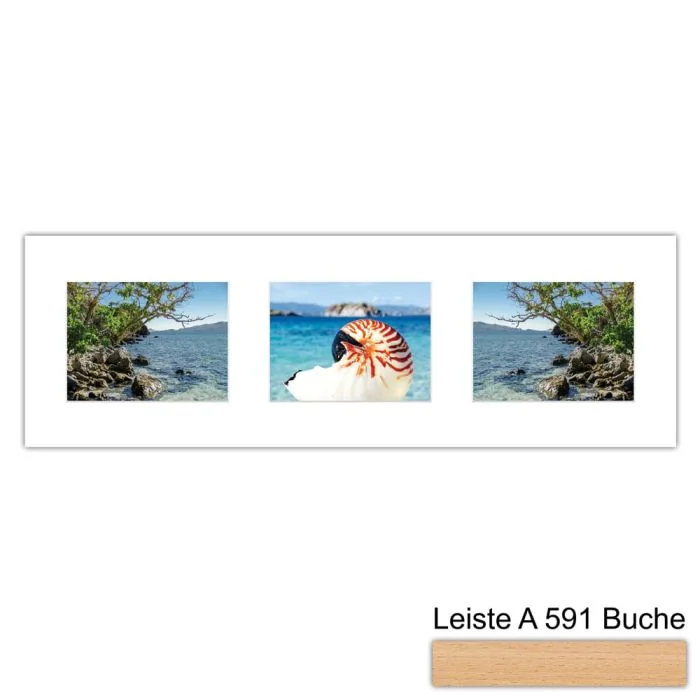 Galerierahmen Design 4221, 25x77, 3 Ausschnitte 15x20 buche-natur
