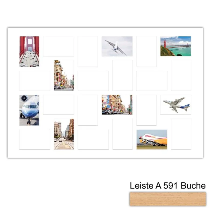 Galerierahmen Design 4244, 60x90, 24 Ausschnitte 10x15 buche-natur
