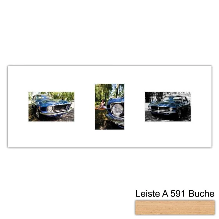 Galerierahmen Design 4248, 25x62,5, 3 Ausschnitte 10x15 buche-natur