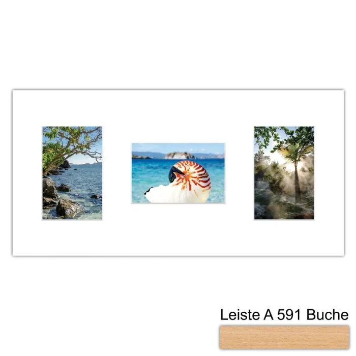 Galerierahmen Design 4251, 25x50, 3 Ausschnitte 10x15 buche-natur