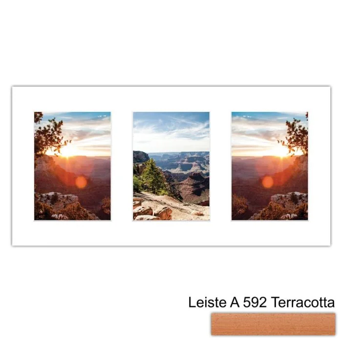 Galerierahmen Design 4205, 25x50, 3 Ausschnitte 13x18 terracotta