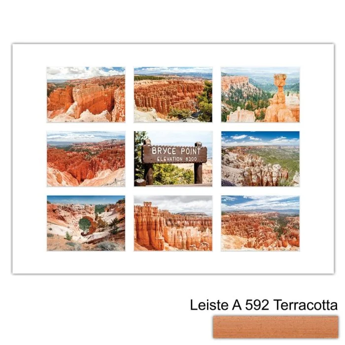 Galerierahmen Design 4238, 50x70, 9 Ausschnitte 13x18 terracotta