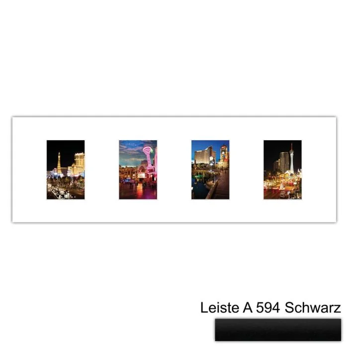 Galerierahmen Design 4202, 25x77, 4 Ausschnitte 10x15 mattschwarz
