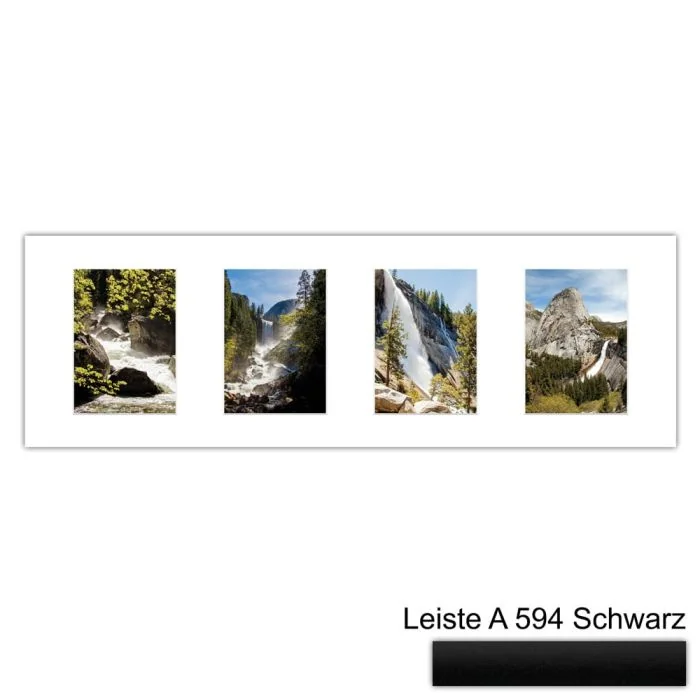 Galerierahmen Design 4206, 25x77, 4 Ausschnitte 13x18 mattschwarz
