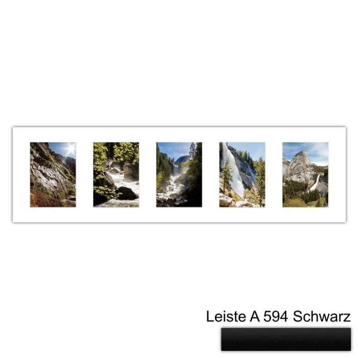 Galerierahmen Design 4207, 25x87,5, 5 Ausschnitte 13x18 mattschwarz