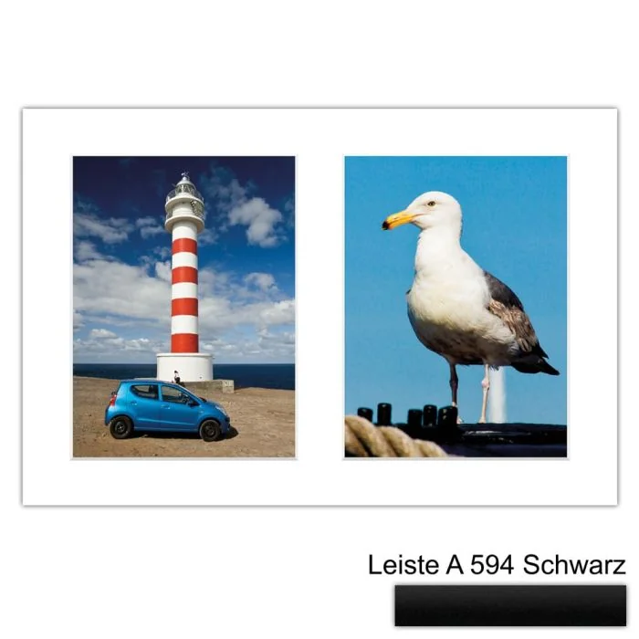 Galerierahmen Design 4208, 25x37,5, 2 Ausschnitte 15x20 mattschwarz