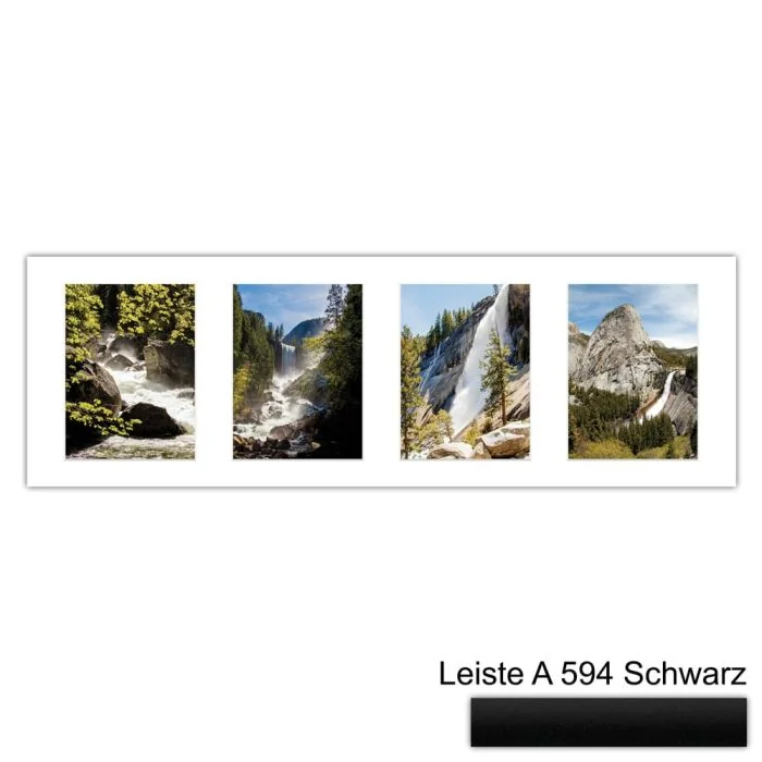 Galerierahmen Design 4210, 25x77, 4 Ausschnitte 15x20 mattschwarz