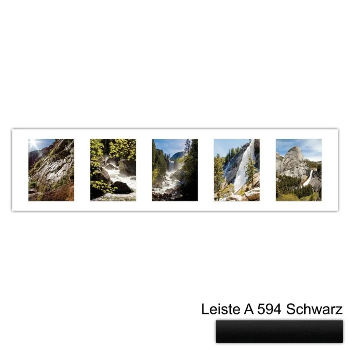 Galerierahmen Design 4211, 25x100, 5 Ausschnitte 15x20 mattschwarz