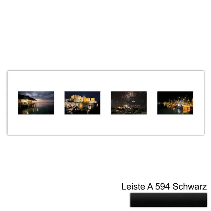 Galerierahmen Design 4214, 25x77, 4 Ausschnitte 10x15 mattschwarz