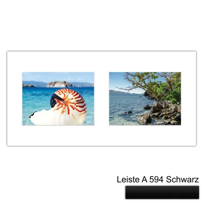 Galerierahmen Design 4220, 25x50, 2 Ausschnitte 15x20 mattschwarz