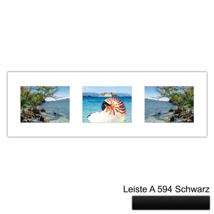 Galerierahmen Design 4221, 25x77, 3 Ausschnitte 15x20 mattschwarz