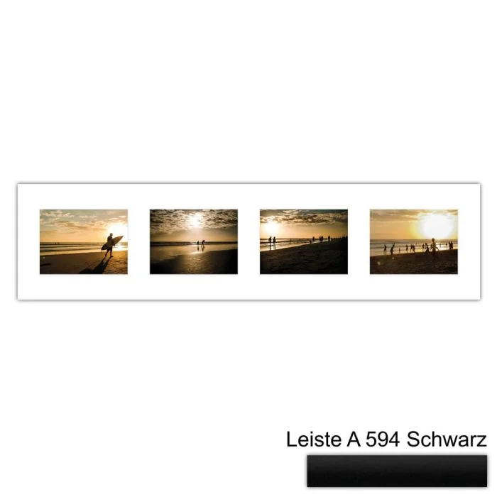 Galerierahmen Design 4222, 25x100, 4 Ausschnitte 15x20 mattschwarz
