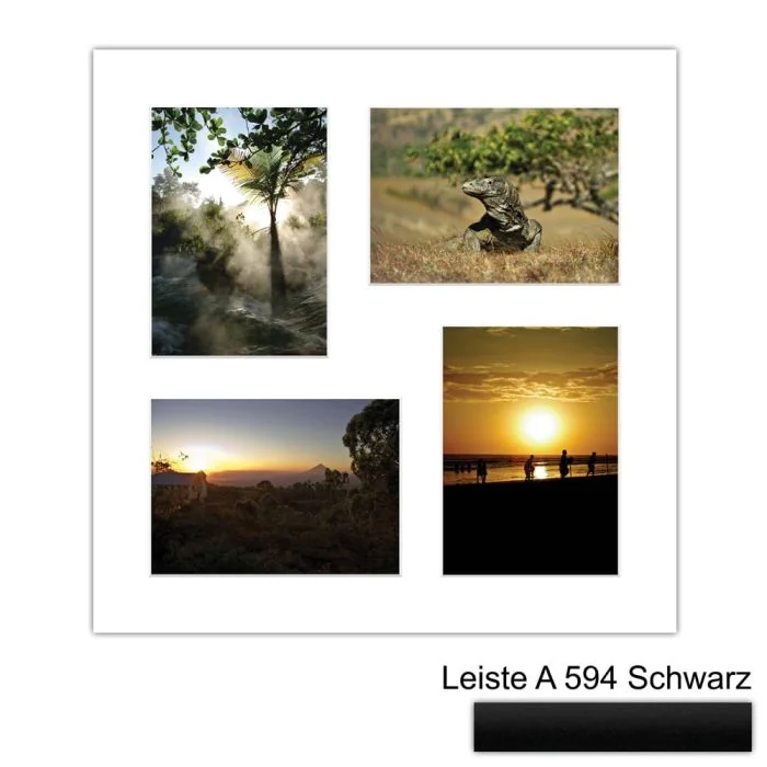 Galerierahmen Design 4229, 40x40, 4 Ausschnitte 13x18 mattschwarz