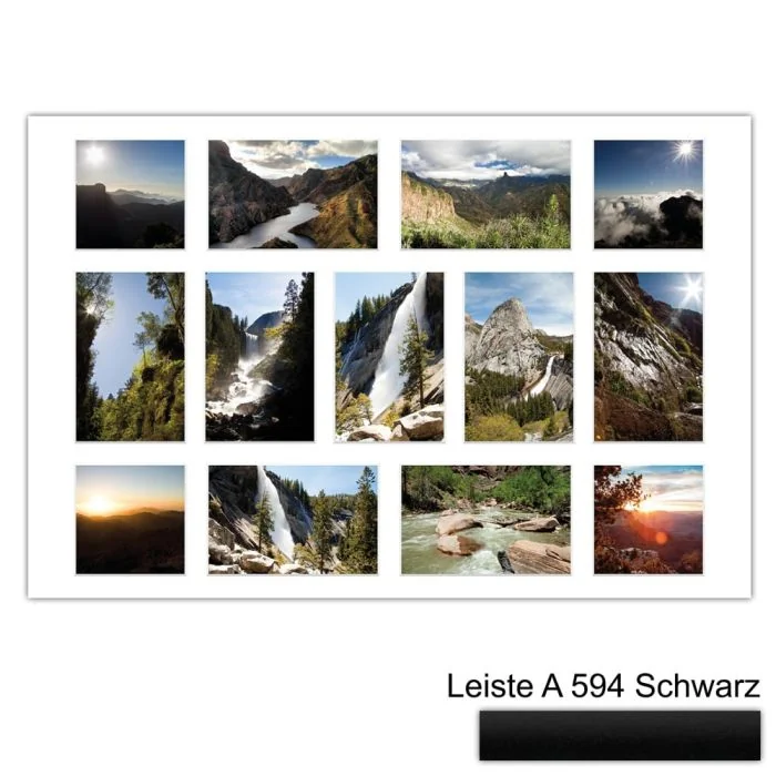 Galerierahmen Design 4233, 40x60, 9 Ausschnitte 10x15, 4 Ausschnitte 10x10 mattschwarz