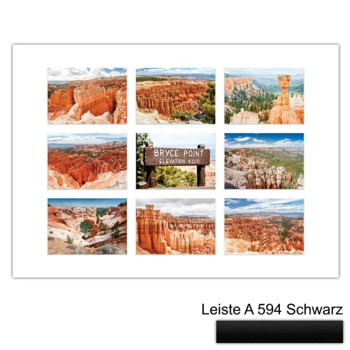 Galerierahmen Design 4238, 50x70, 9 Ausschnitte 13x18 mattschwarz