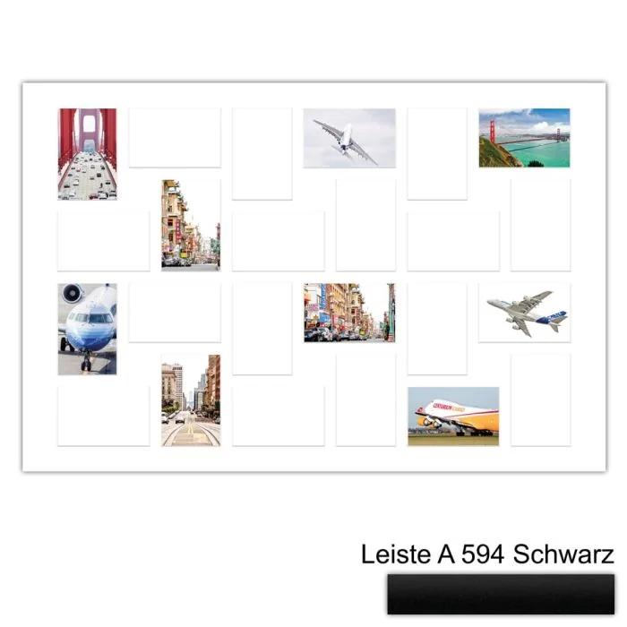 Galerierahmen Design 4244, 60x90, 24 Ausschnitte 10x15 mattschwarz