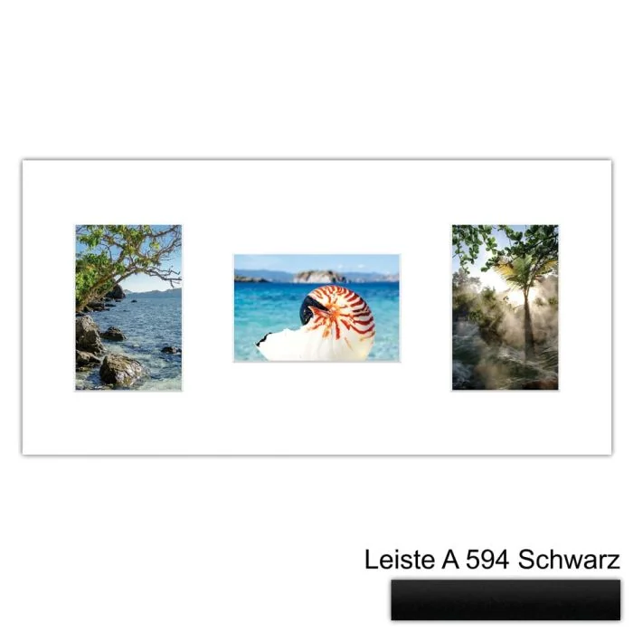 Galerierahmen Design 4251, 25x50, 3 Ausschnitte 10x15 mattschwarz