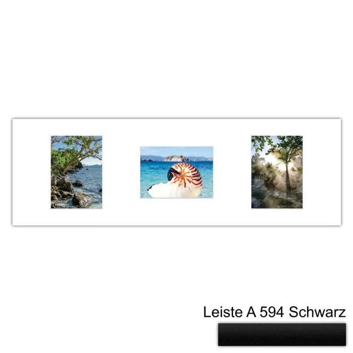Galerierahmen Design 4252, 25x77, 3 Ausschnitte 13x18 mattschwarz