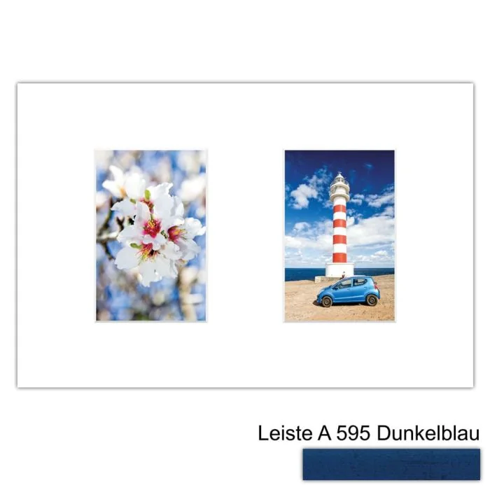 Galerierahmen Design 4200, 25x37,5, 2 Ausschnitte 10x15 dunkelblau