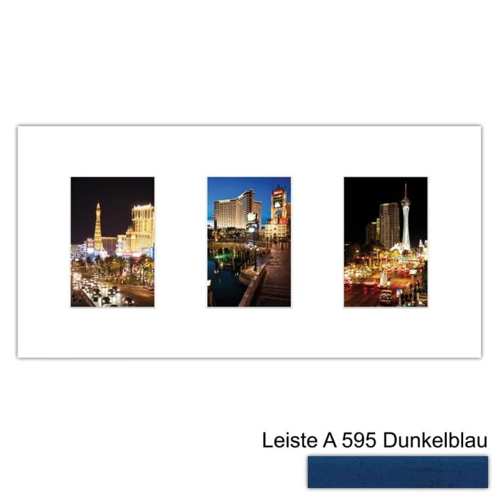 Galerierahmen Design 4201, 25x50, 3 Ausschnitte 10x15 dunkelblau