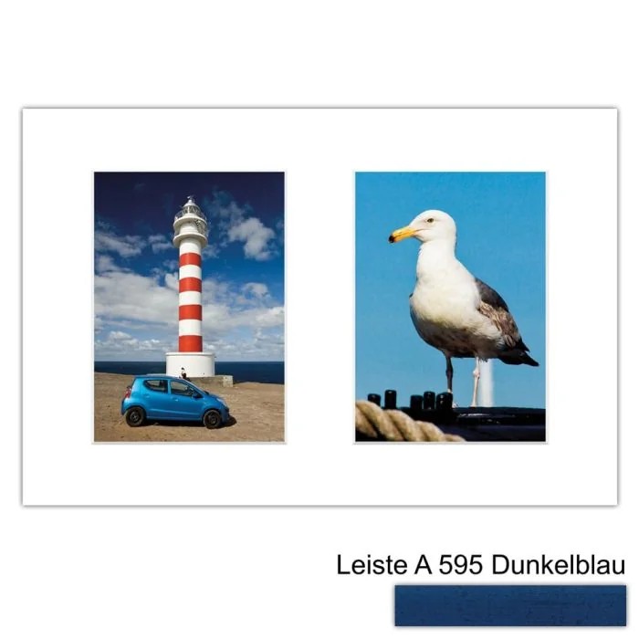 Galerierahmen Design 4204, 25x37,5, 2 Ausschnitte 13x18 dunkelblau