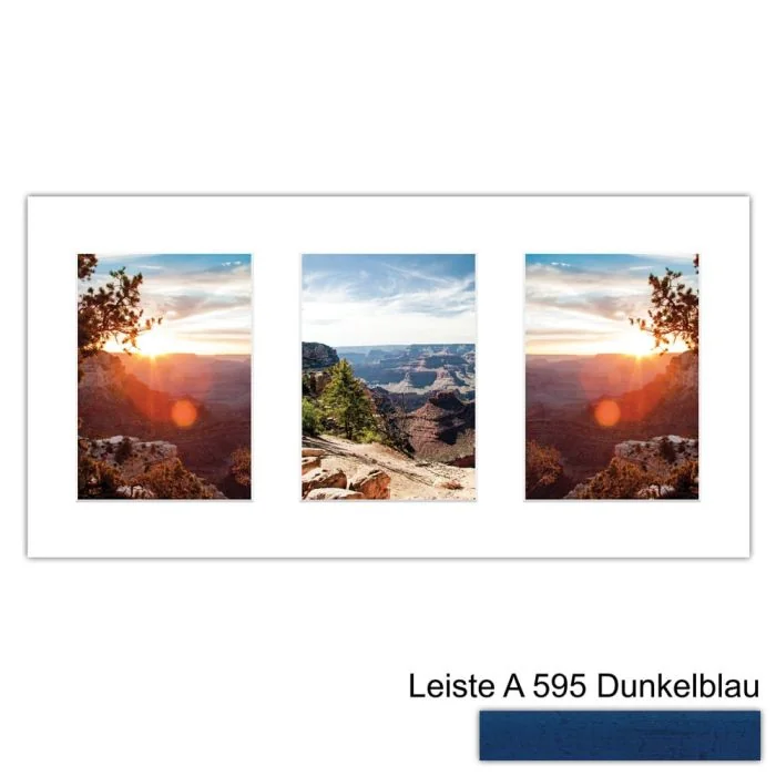 Galerierahmen Design 4205, 25x50, 3 Ausschnitte 13x18 dunkelblau