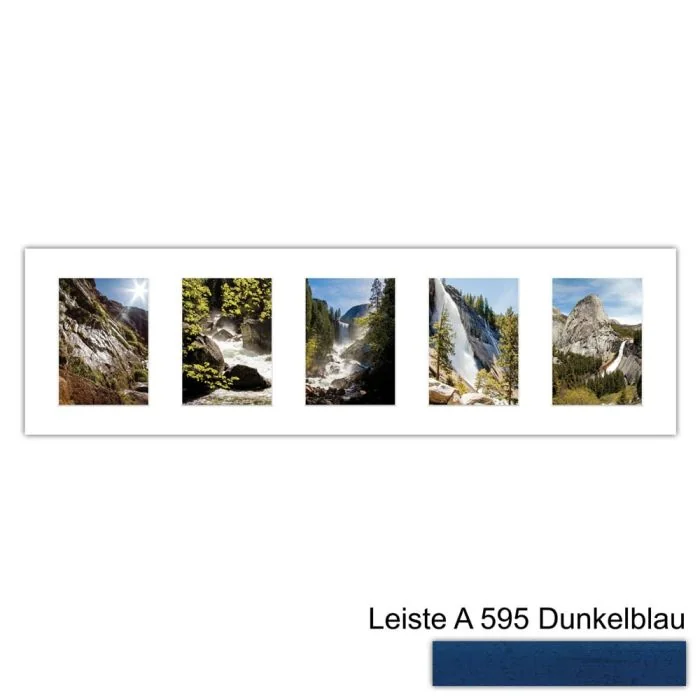 Galerierahmen Design 4207, 25x87,5, 5 Ausschnitte 13x18 dunkelblau