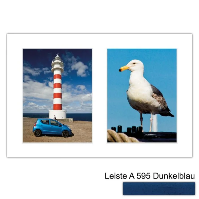 Galerierahmen Design 4208, 25x37,5, 2 Ausschnitte 15x20 dunkelblau