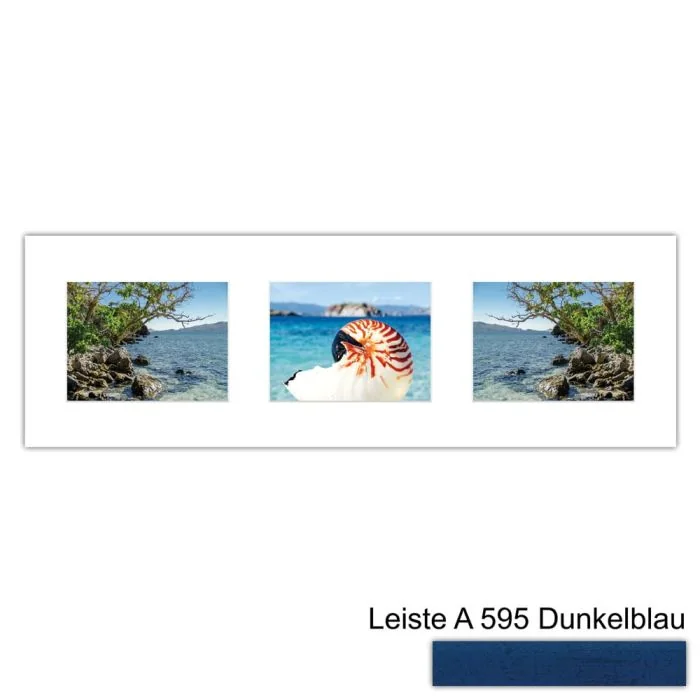 Galerierahmen Design 4221, 25x77, 3 Ausschnitte 15x20 dunkelblau