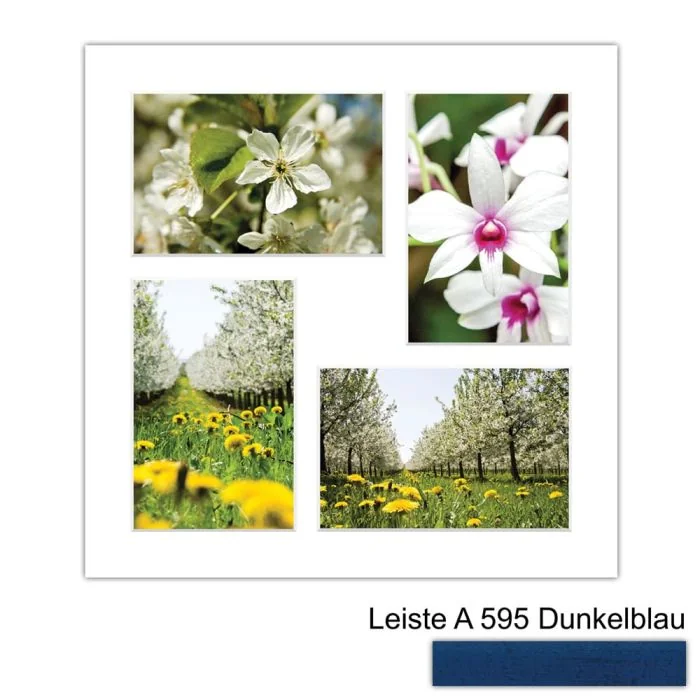 Galerierahmen Design 4226, 30x30, 4 Ausschnitte 10x15 dunkelblau
