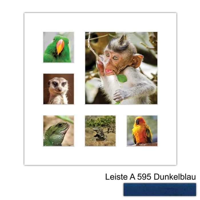 Galerierahmen Design 4227, 40x40, 1 Ausschnitt 20x20, 5 Ausschnitte 9x9 dunkelblau