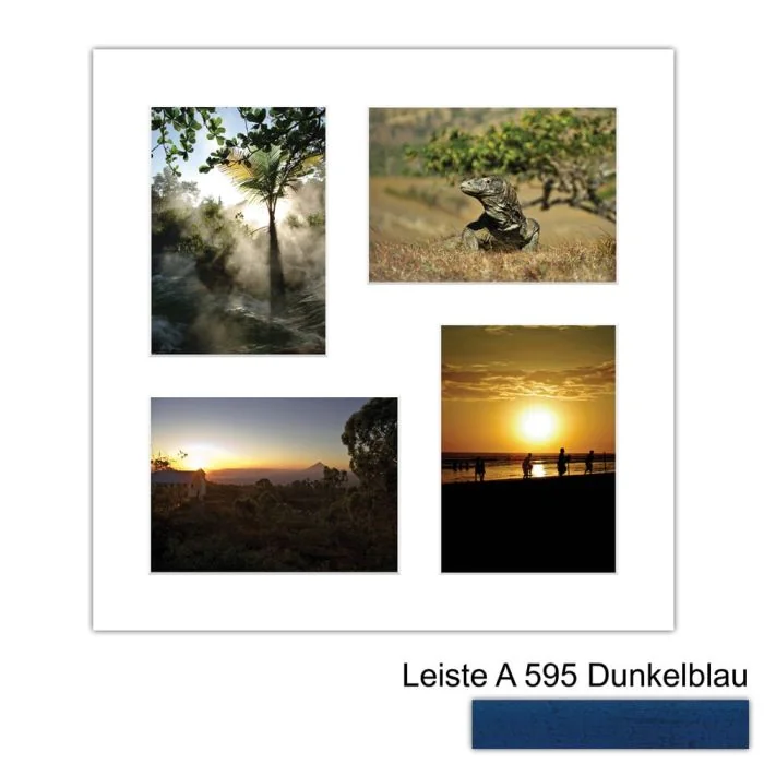 Galerierahmen Design 4229, 40x40, 4 Ausschnitte 13x18 dunkelblau