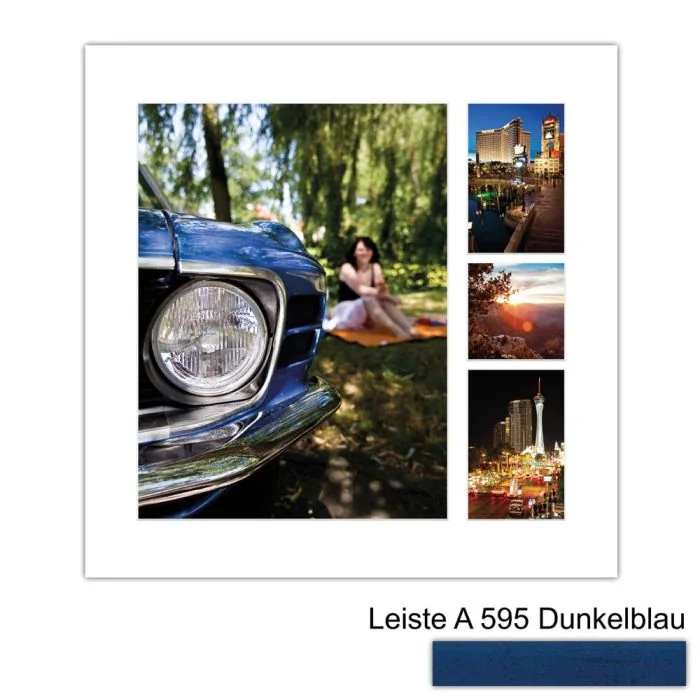 Galerierahmen Design 4234, 50x50, 1 Ausschnitt 30x40, 2 Ausschnitte 10x15, 1 Ausschnitt 10x10 dunkelblau