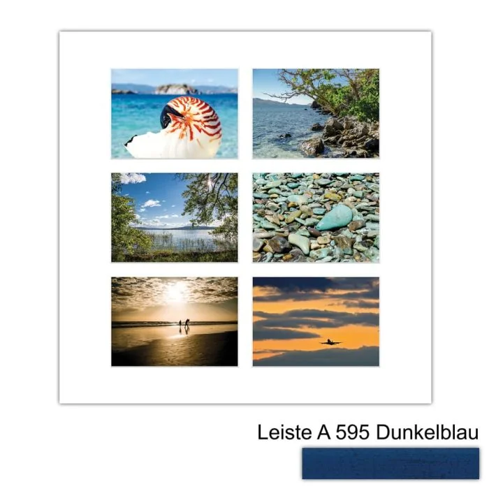 Galerierahmen Design 4236, 50x50, 6 Ausschnitte 13x18 dunkelblau