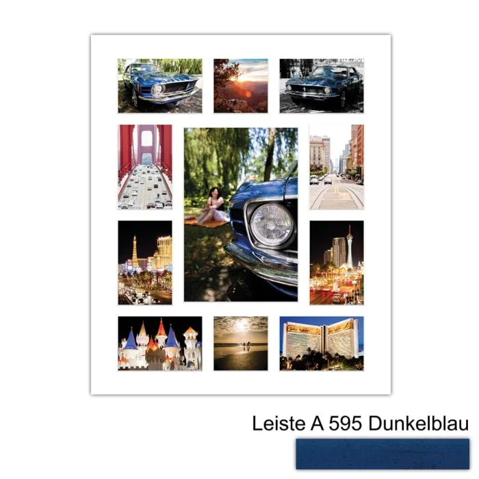 Galerierahmen Design 4237, 50x60, 1 Ausschnitt 20x30, 8 Ausschnitte 10x15, 2 Ausschnitte 10x10 dunkelblau