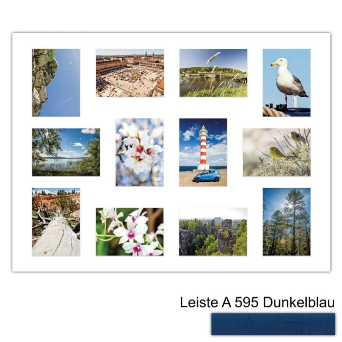 Galerierahmen Design 4243, 60x80, 12 Ausschnitte 13x18 dunkelblau