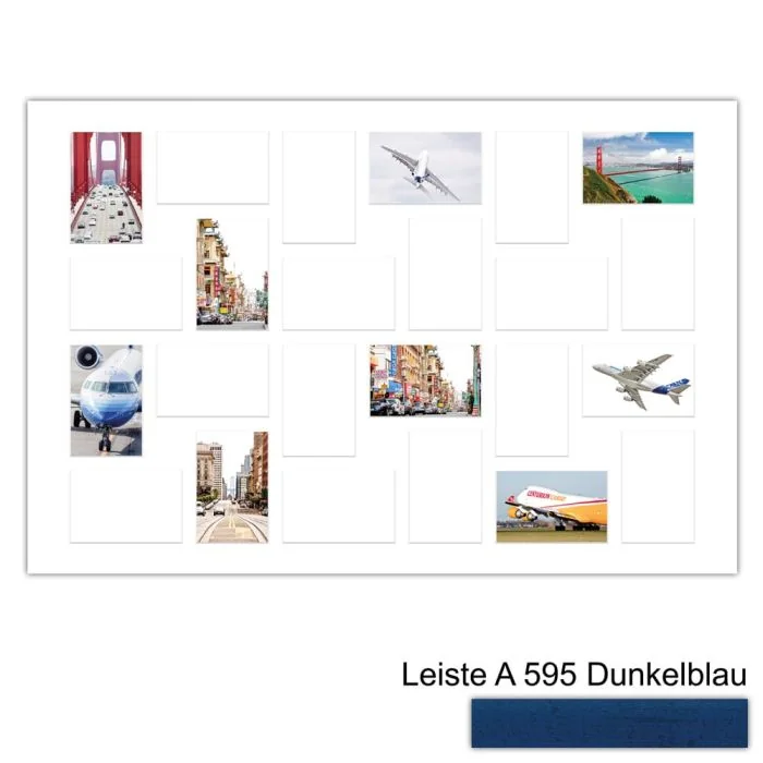 Galerierahmen Design 4244, 60x90, 24 Ausschnitte 10x15 dunkelblau