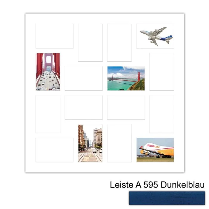 Galerierahmen Design 4245, 60x60, 16 Ausschnitte 10x15 dunkelblau