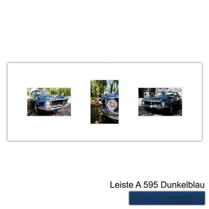 Galerierahmen Design 4248, 25x62,5, 3 Ausschnitte 10x15 dunkelblau