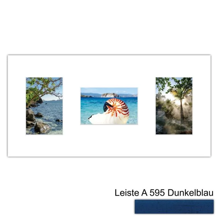 Galerierahmen Design 4251, 25x50, 3 Ausschnitte 10x15 dunkelblau