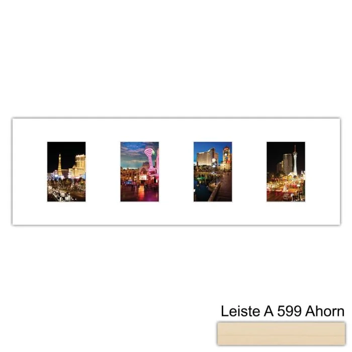 Galerierahmen Design 4202, 25x77, 4 Ausschnitte 10x15 ahorn-natur