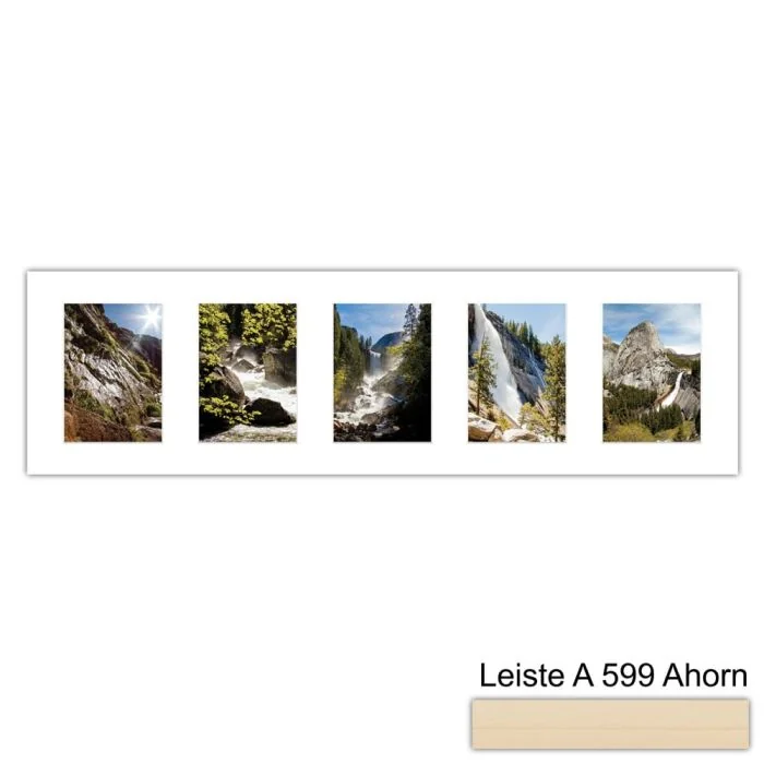 Galerierahmen Design 4207, 25x87,5, 5 Ausschnitte 13x18 ahorn-natur