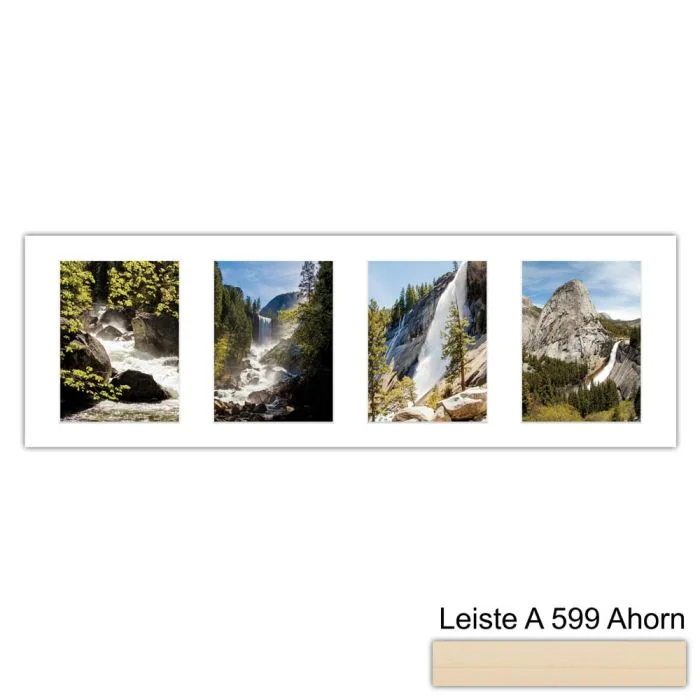 Galerierahmen Design 4210, 25x77, 4 Ausschnitte 15x20 ahorn-natur