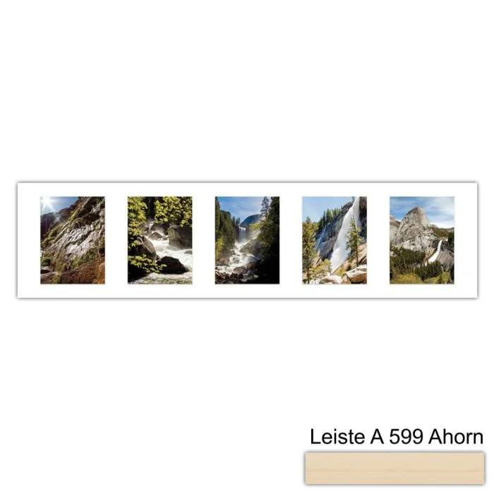 Galerierahmen Design 4211, 25x100, 5 Ausschnitte 15x20 ahorn-natur