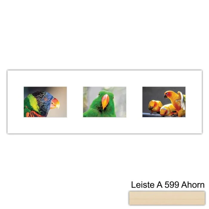 Galerierahmen Design 4217, 25x77, 3 Ausschnitte 13x18 ahorn-natur