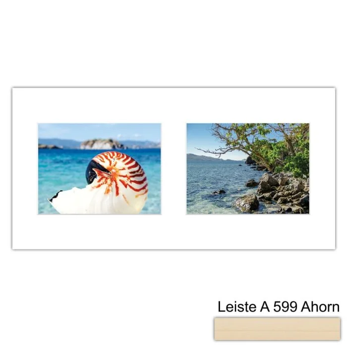 Galerierahmen Design 4220, 25x50, 2 Ausschnitte 15x20 ahorn-natur