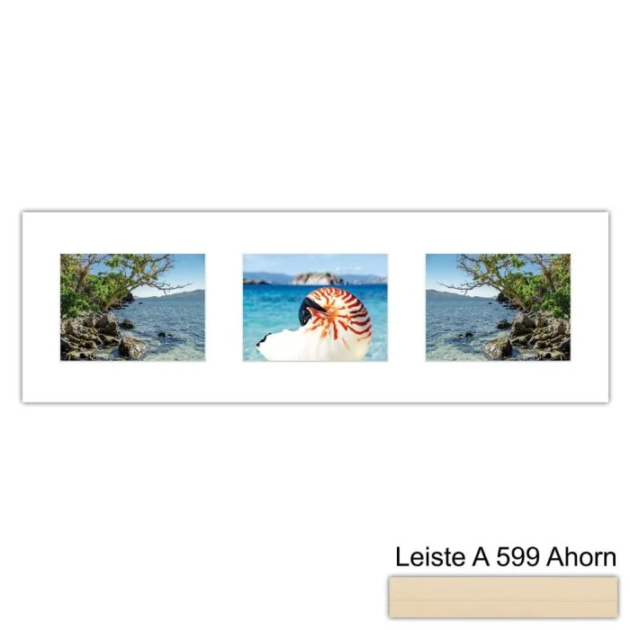 Galerierahmen Design 4221, 25x77, 3 Ausschnitte 15x20 ahorn-natur