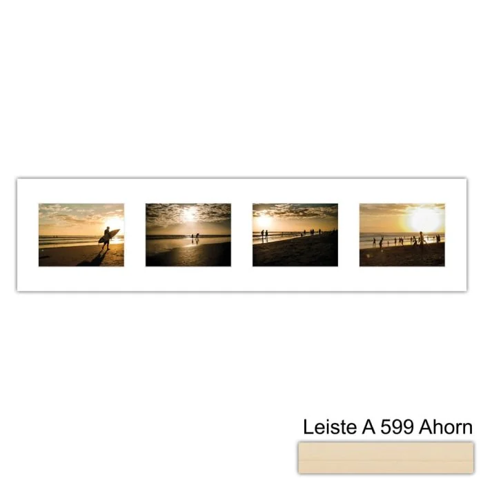 Galerierahmen Design 4222, 25x100, 4 Ausschnitte 15x20 ahorn-natur