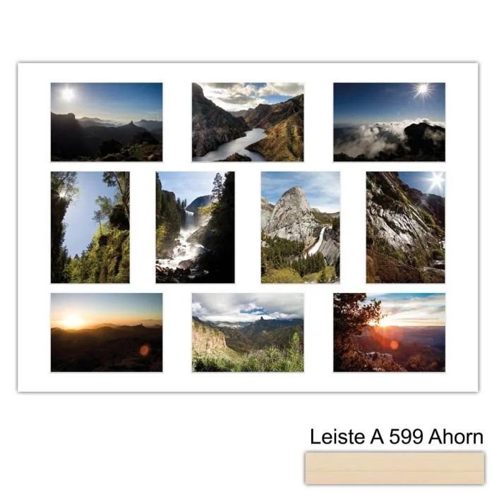 Galerierahmen Design 4240, 50x70, 10 Ausschnitte 13x18 ahorn-natur