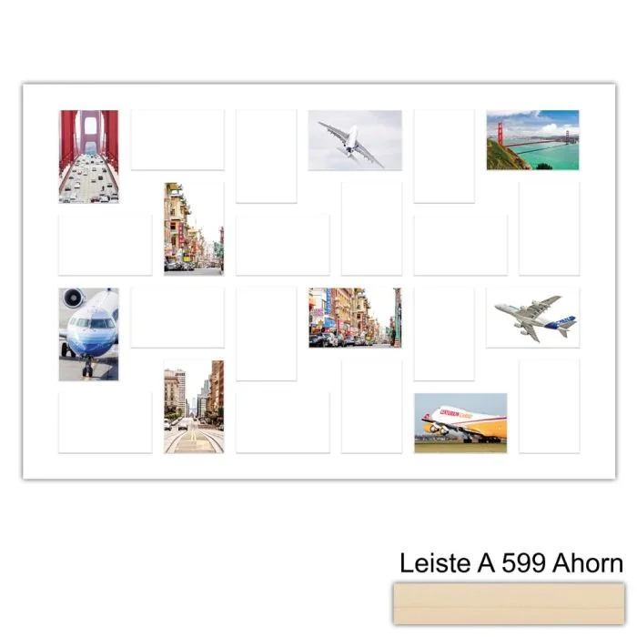 Galerierahmen Design 4244, 60x90, 24 Ausschnitte 10x15 ahorn-natur